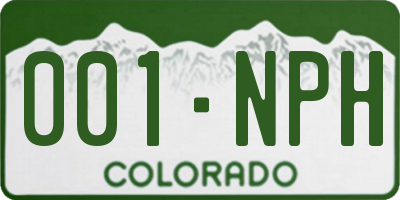 CO license plate 001NPH