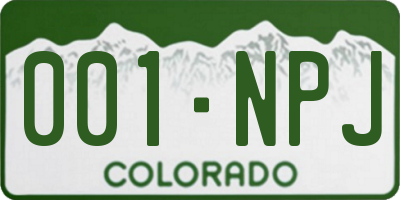 CO license plate 001NPJ