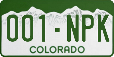 CO license plate 001NPK