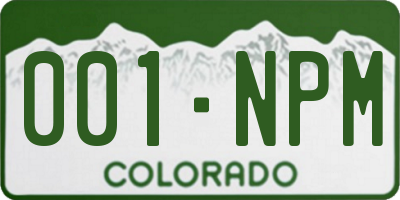 CO license plate 001NPM