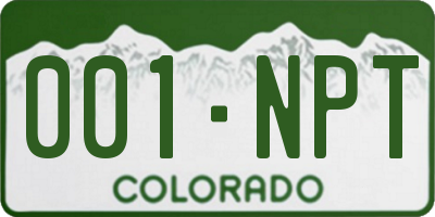 CO license plate 001NPT