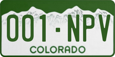 CO license plate 001NPV