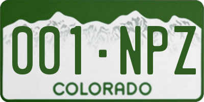 CO license plate 001NPZ