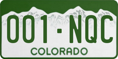 CO license plate 001NQC