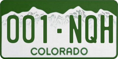 CO license plate 001NQH