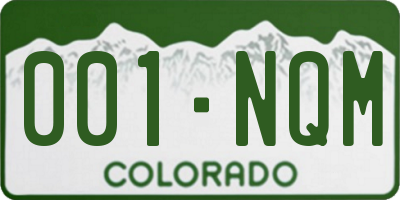 CO license plate 001NQM