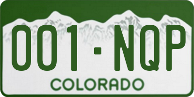 CO license plate 001NQP