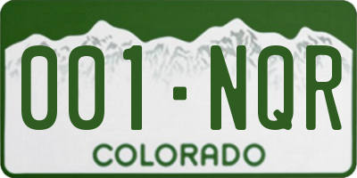 CO license plate 001NQR