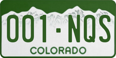 CO license plate 001NQS