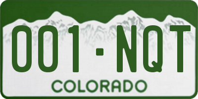 CO license plate 001NQT