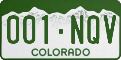 CO license plate 001NQV