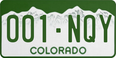 CO license plate 001NQY