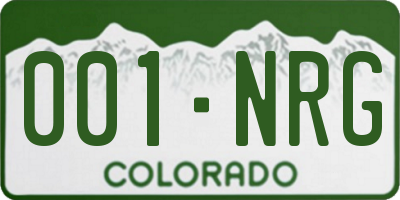 CO license plate 001NRG