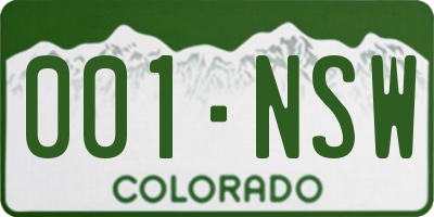 CO license plate 001NSW