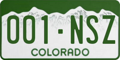 CO license plate 001NSZ