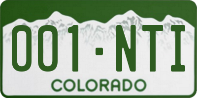 CO license plate 001NTI