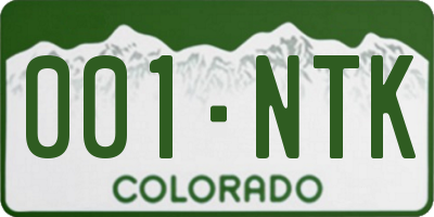 CO license plate 001NTK