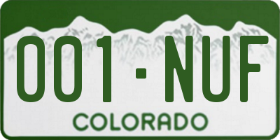 CO license plate 001NUF
