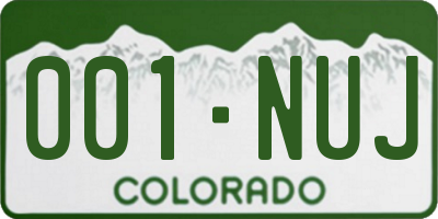 CO license plate 001NUJ