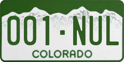 CO license plate 001NUL