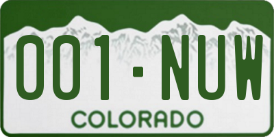 CO license plate 001NUW