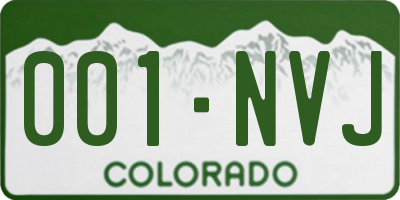 CO license plate 001NVJ