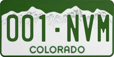 CO license plate 001NVM