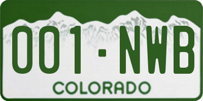 CO license plate 001NWB