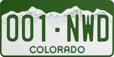 CO license plate 001NWD