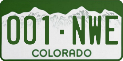 CO license plate 001NWE