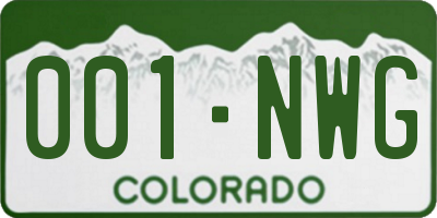 CO license plate 001NWG