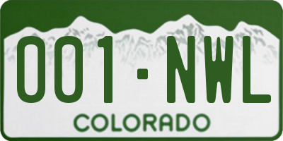 CO license plate 001NWL