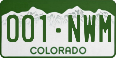 CO license plate 001NWM