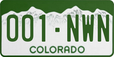 CO license plate 001NWN