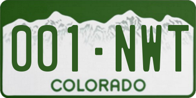 CO license plate 001NWT