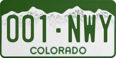 CO license plate 001NWY