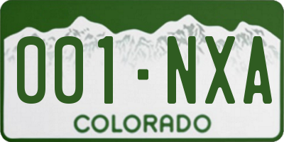 CO license plate 001NXA