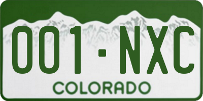 CO license plate 001NXC