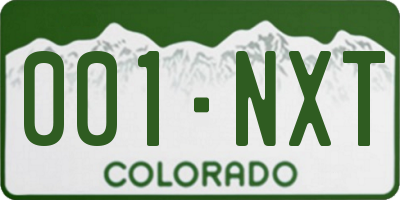 CO license plate 001NXT