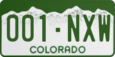 CO license plate 001NXW