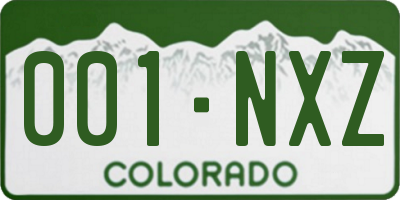 CO license plate 001NXZ