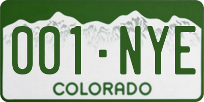 CO license plate 001NYE