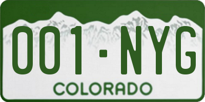 CO license plate 001NYG