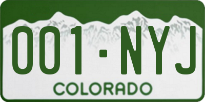 CO license plate 001NYJ