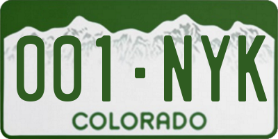 CO license plate 001NYK