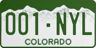 CO license plate 001NYL