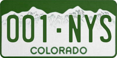 CO license plate 001NYS