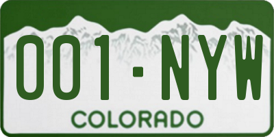 CO license plate 001NYW