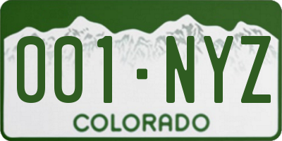 CO license plate 001NYZ