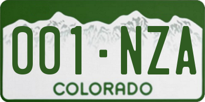 CO license plate 001NZA